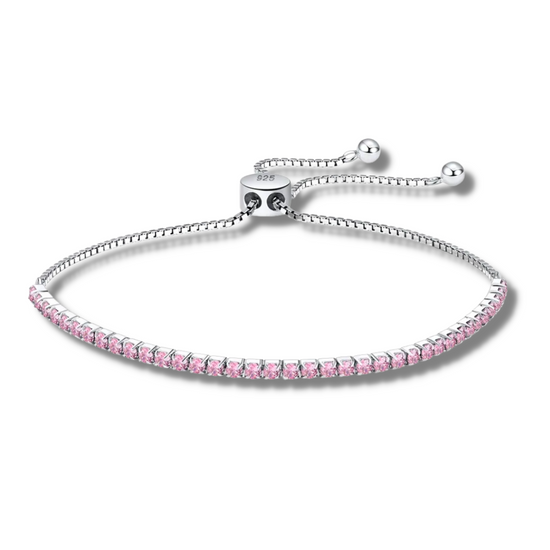 Eloise Pink Sterling Silver Resizable Bracelet
