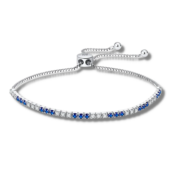 Eloise Royal Blue & White Stones Sterling Silver Resizable Tennis Bracelet
