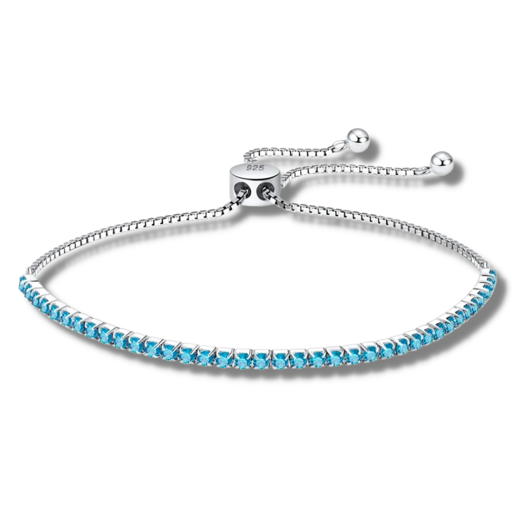 Load image into Gallery viewer, Eloise Aquamarine Sterling Silver Resizable Bracelet
