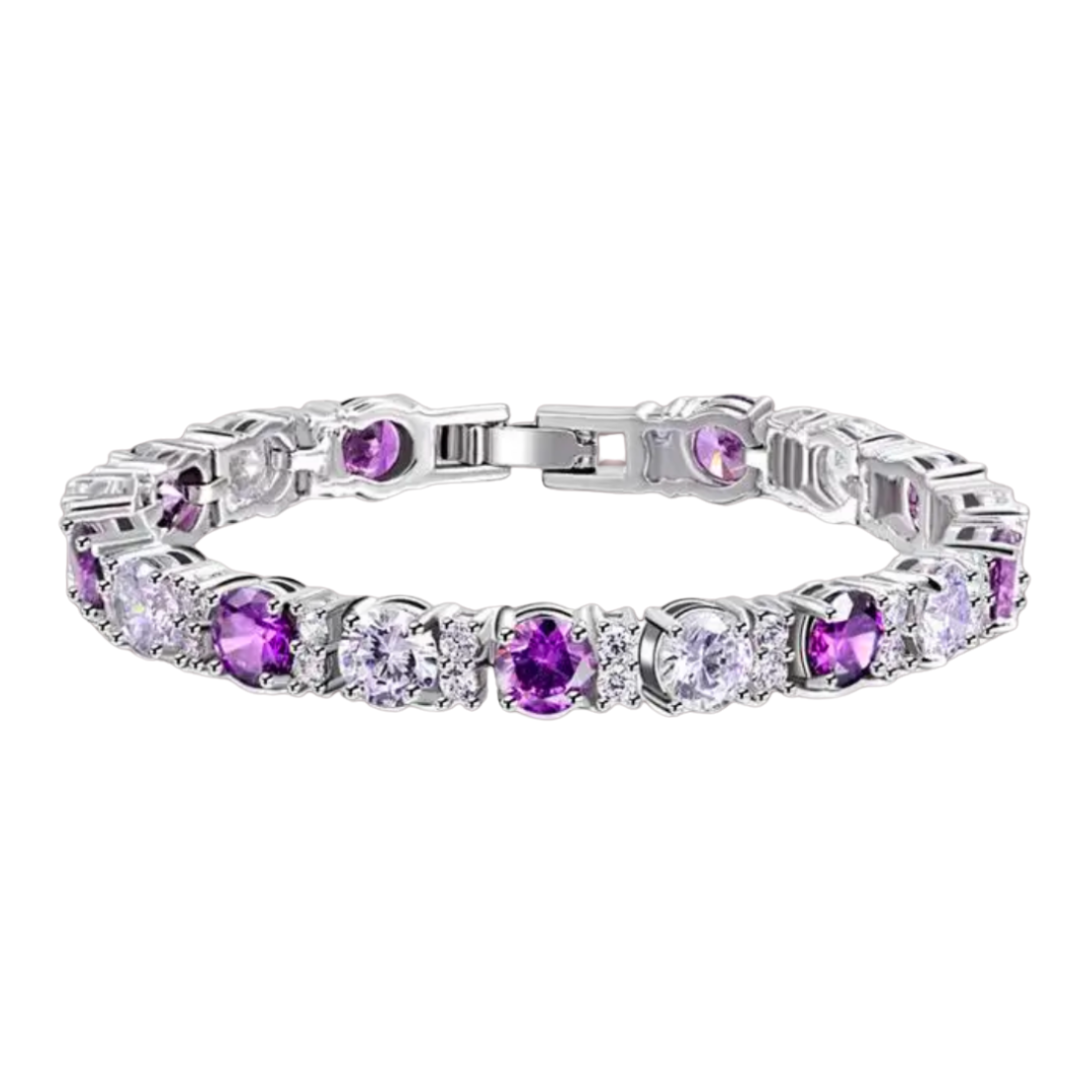 Load image into Gallery viewer, Majestic White &amp;amp; Purple Stones Bracelet
