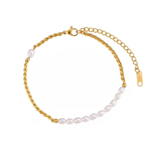 Karissa Stainless Steel With Freshwater Pearls Anklet