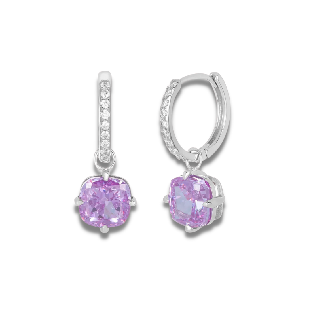 Davina Lavender Stone Sterling Silver Huggie Hoop Earrings