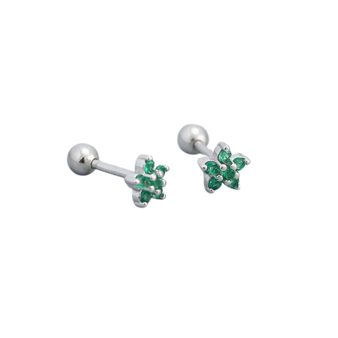 Small Flower Barbell Sterling Silver