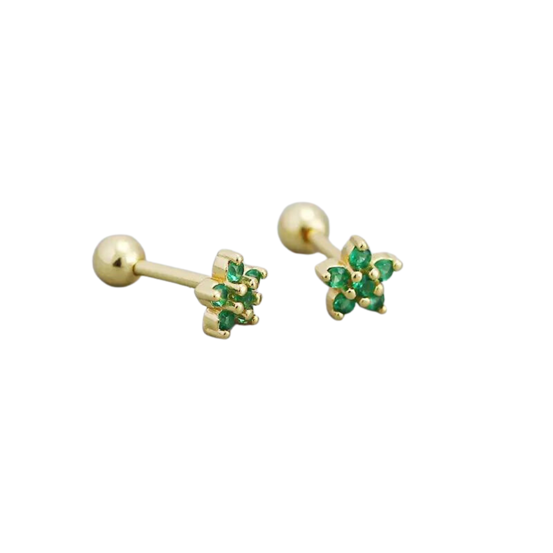 Small Flower Barbell Sterling Silver