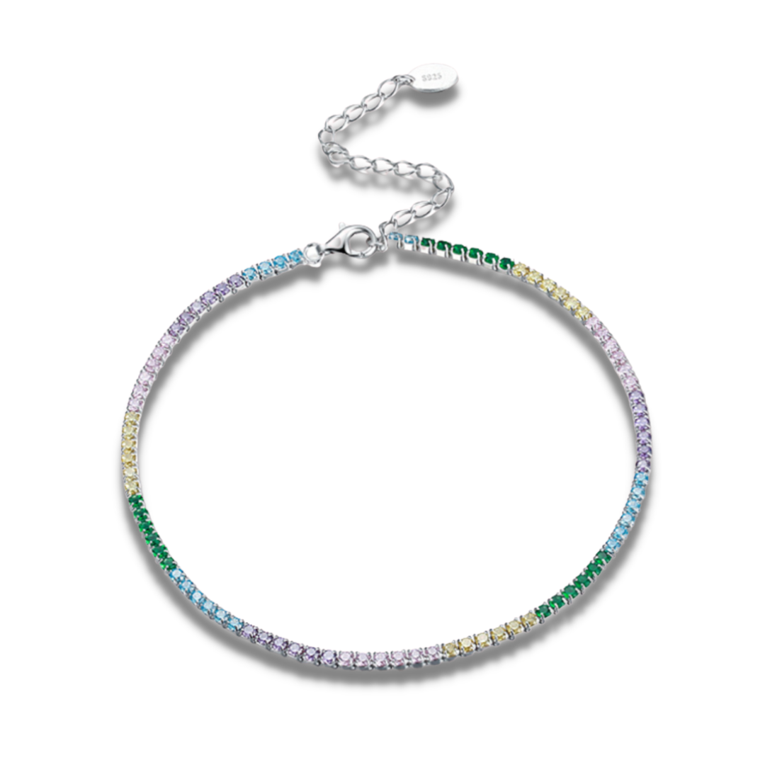 Load image into Gallery viewer, Eloise Multicolour Sterling Silver Tennis Anklet
