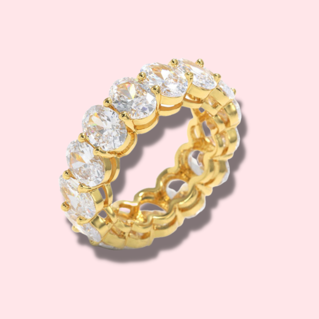 Vein of Love Gold Plated Gemstone Diamond Ring