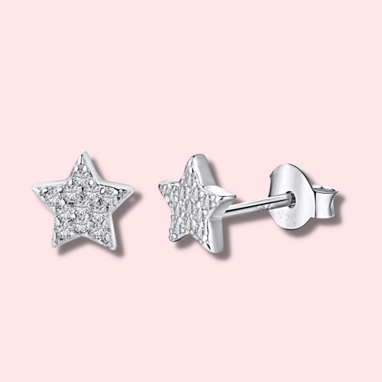 Load image into Gallery viewer, Small Star Sterling Silver Stud Earrings
