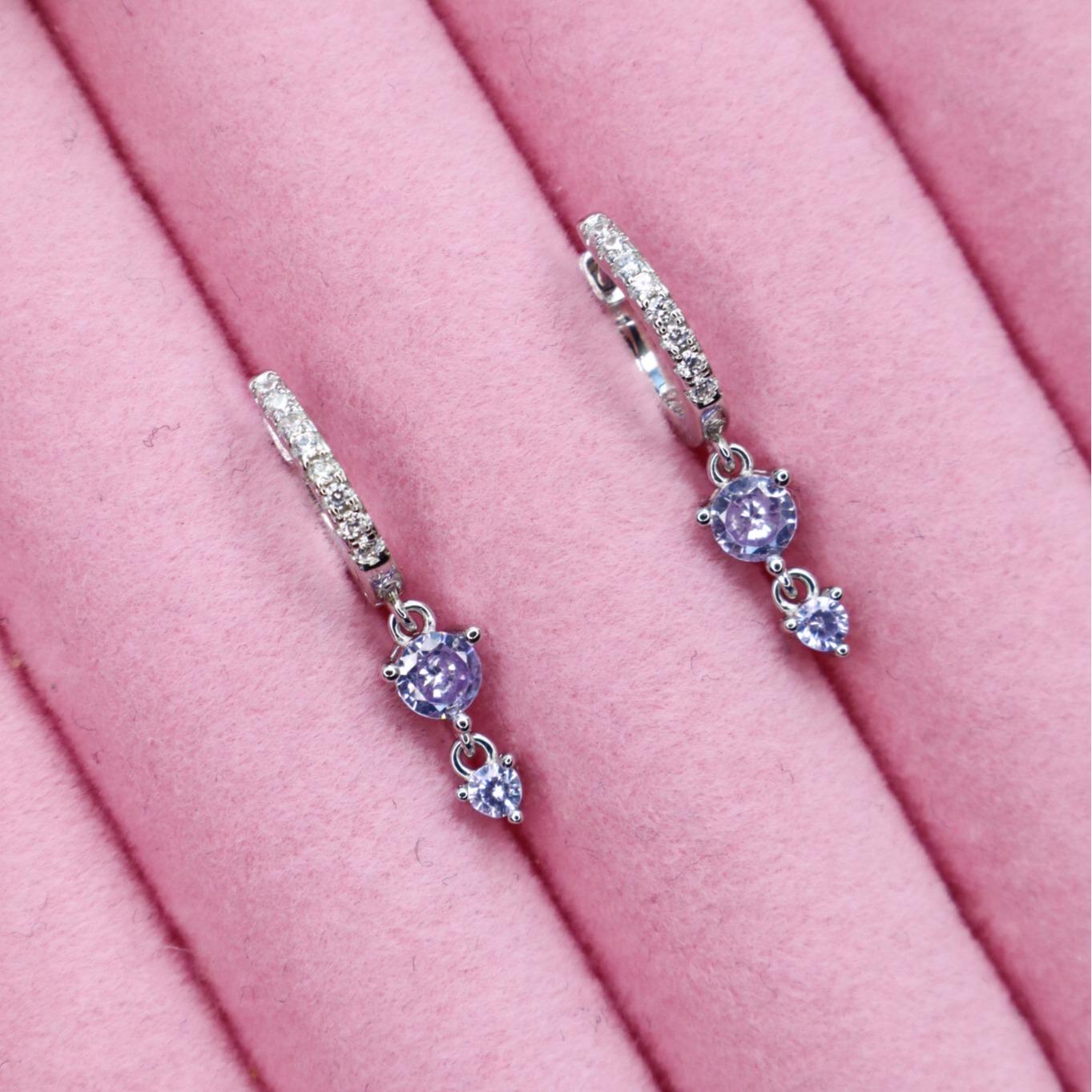 Ariana Light Purple 925 Sterling Silver Earrings - Lyna London