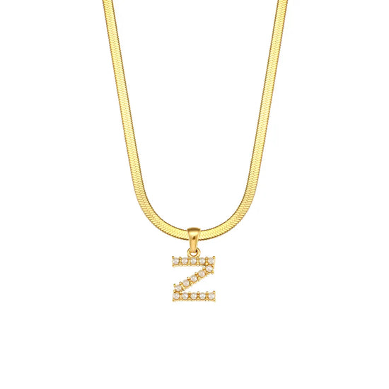 My Initial Stainless Steel Pearls Letter Pendant Necklace