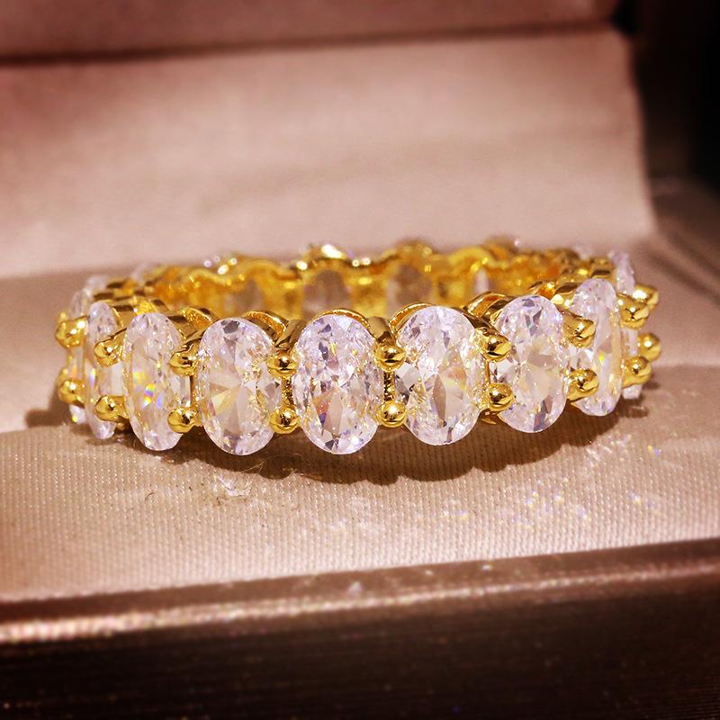 Small Vein of Love Gold Plated Gemstone Diamond Ring - Lyna London