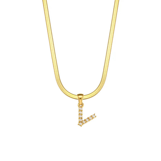 My Initial Stainless Steel Pearls Letter Pendant Necklace