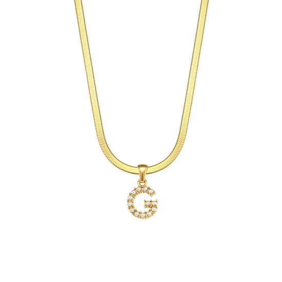 My Initial Stainless Steel Pearls Letter Pendant Necklace