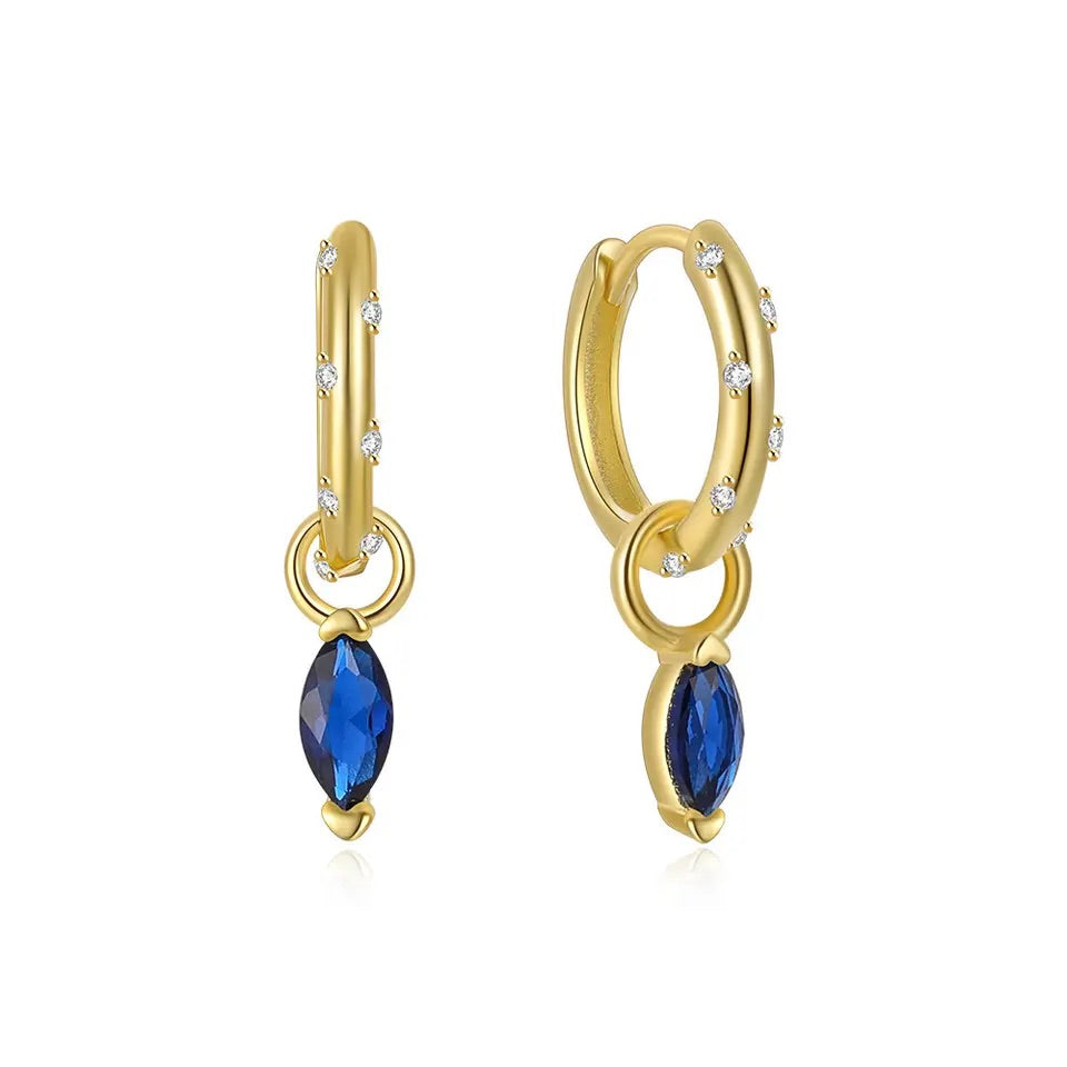 Maddy Royal Blue 18K Gold Plated Sterling Silver Huggie Hoop Earrings