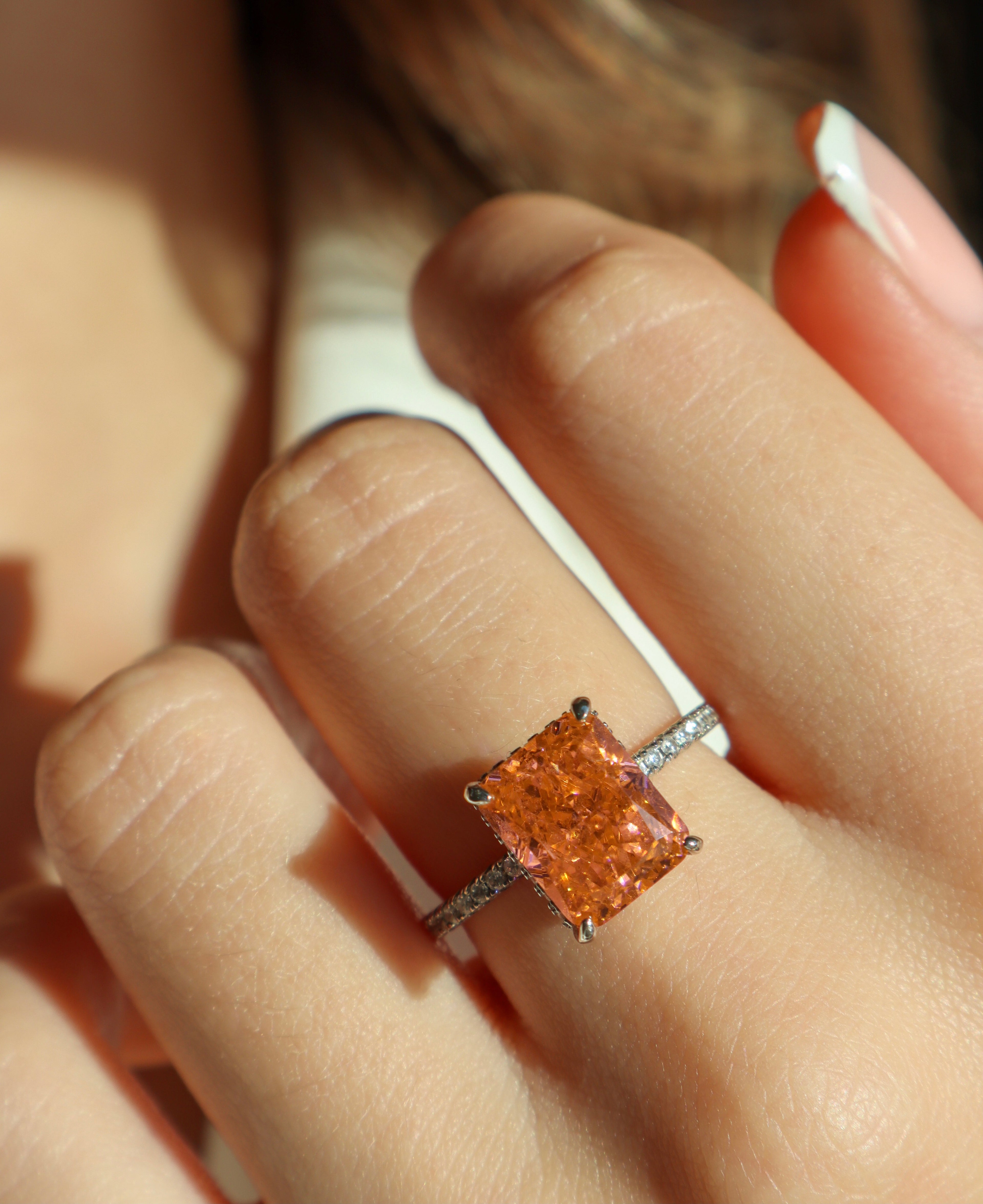 Serenity Coral Peach Sterling Silver Ring