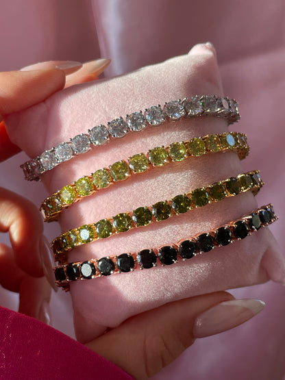 Estelle Apple Green Stones Tennis Rose Gold Plated Bracelet