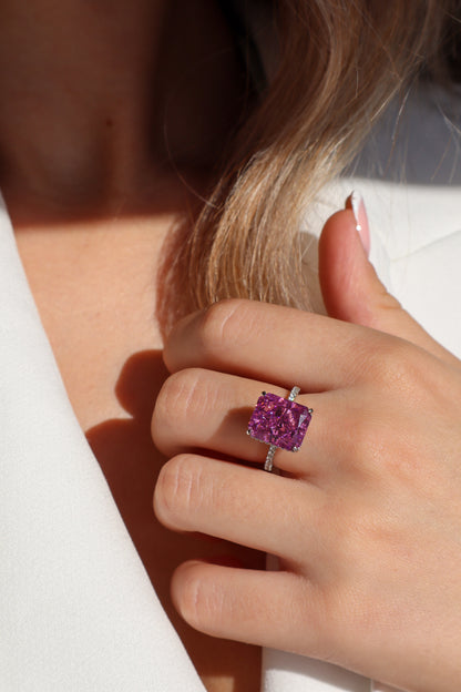 Serenity Large Magenta Sterling Silver Ring