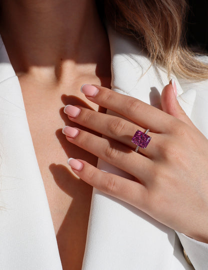 Serenity Large Magenta Sterling Silver Ring