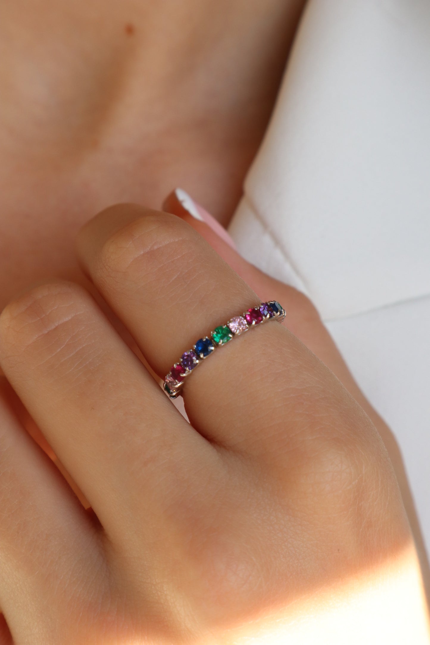 Sally Colourful Sterling Silver Adjustable Ring