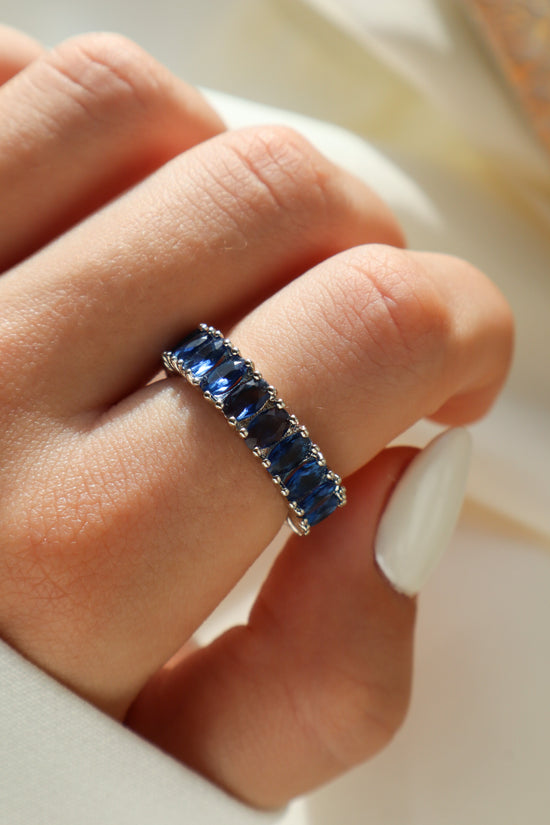 Mila Royal Blue Silver Plated Ring