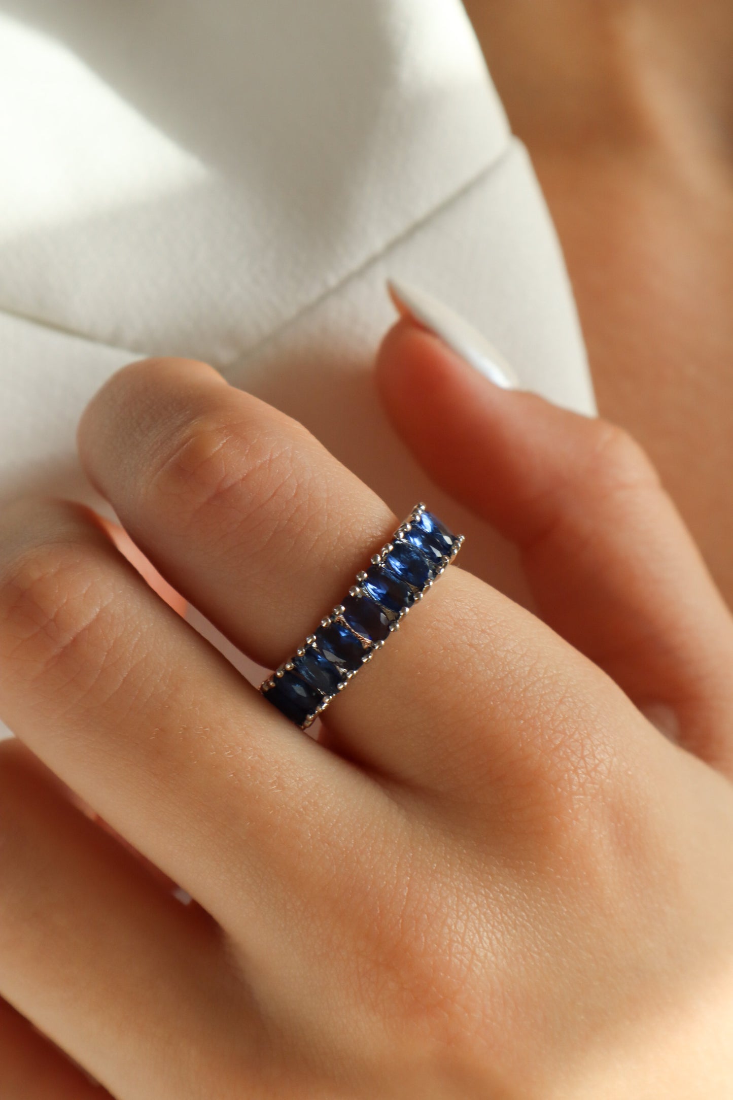 Load image into Gallery viewer, Mila Royal Blue Silver Plated Ring
