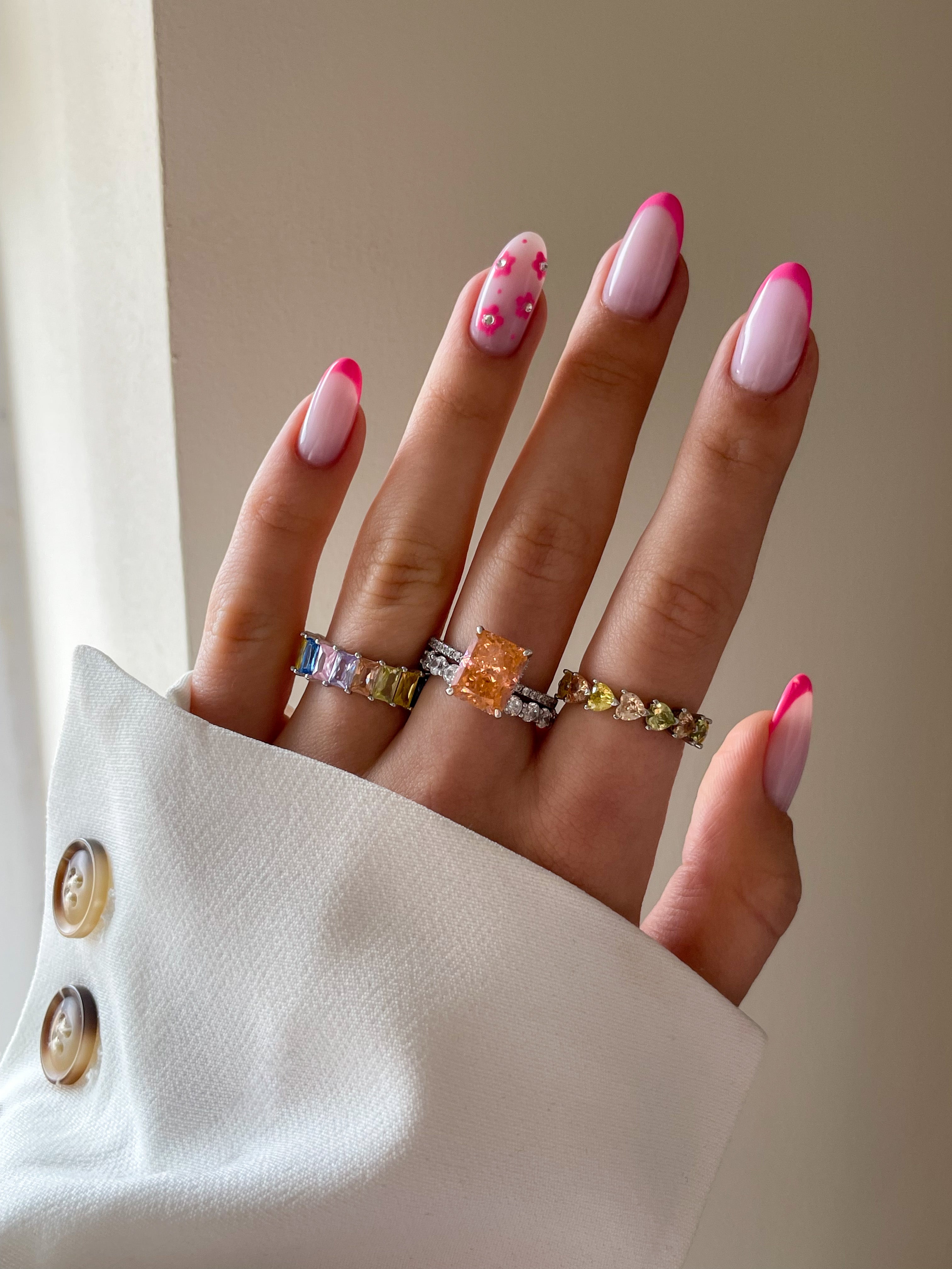 Serenity Coral Peach Sterling Silver Ring