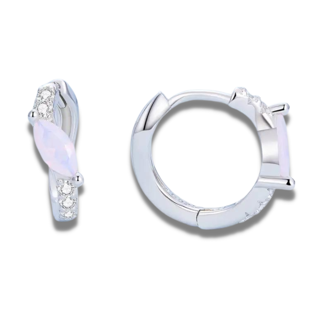 Load image into Gallery viewer, Moonstone S925 Hoop Earrings
