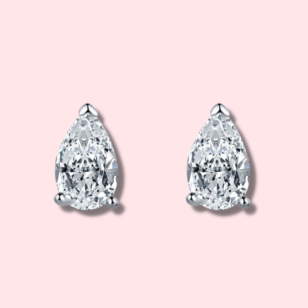 Pear Shaped Sterling Silver Stud Earrings