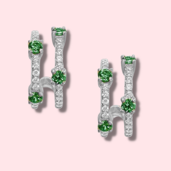 Load image into Gallery viewer, Emery Emerald Sterling Silver Earrings
