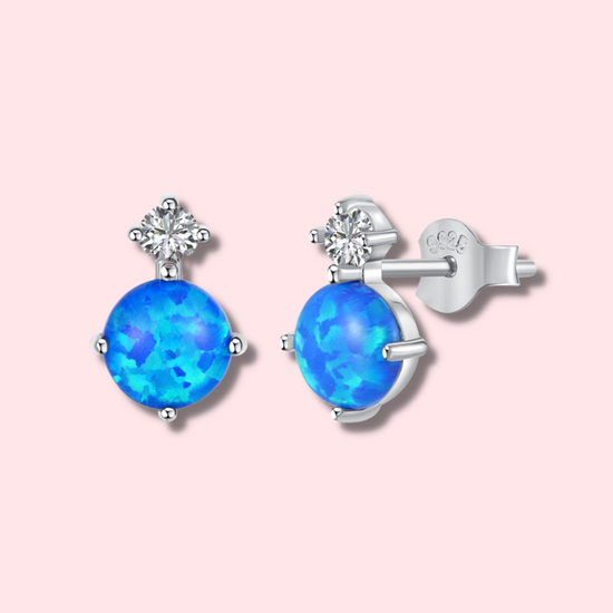 Opal Sterling Silver Stud Earrings