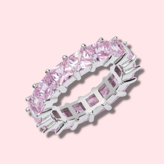 Missy Pink Crystal Silver Plated Ring