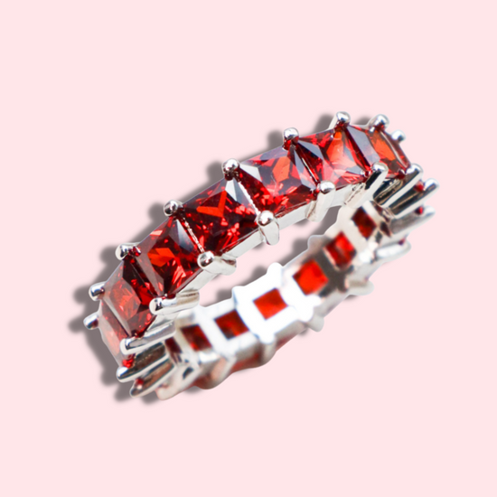 Missy Ruby Crystal Silver Plated Ring