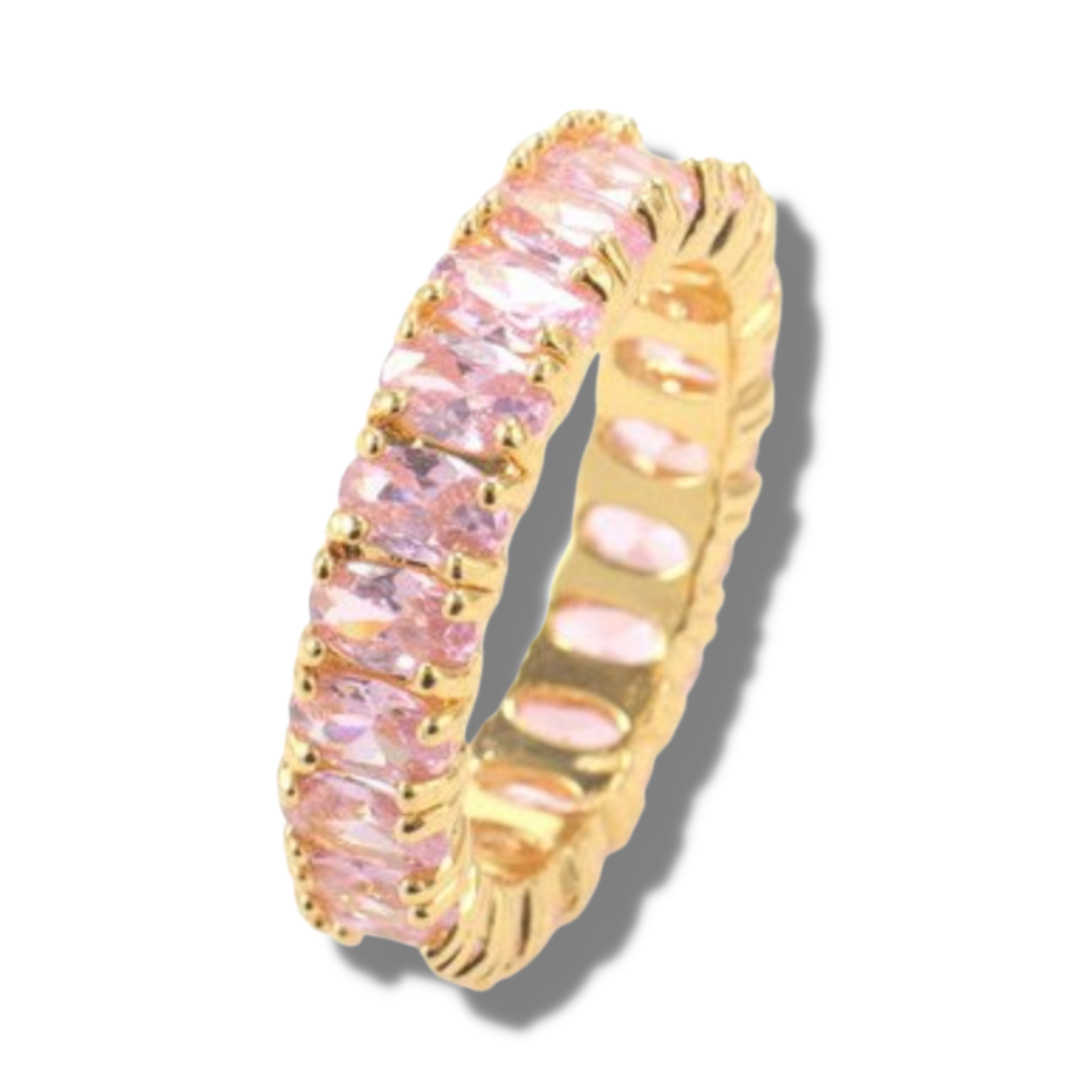 Load image into Gallery viewer, Mila Pink Crystals Gold Plated Ring
