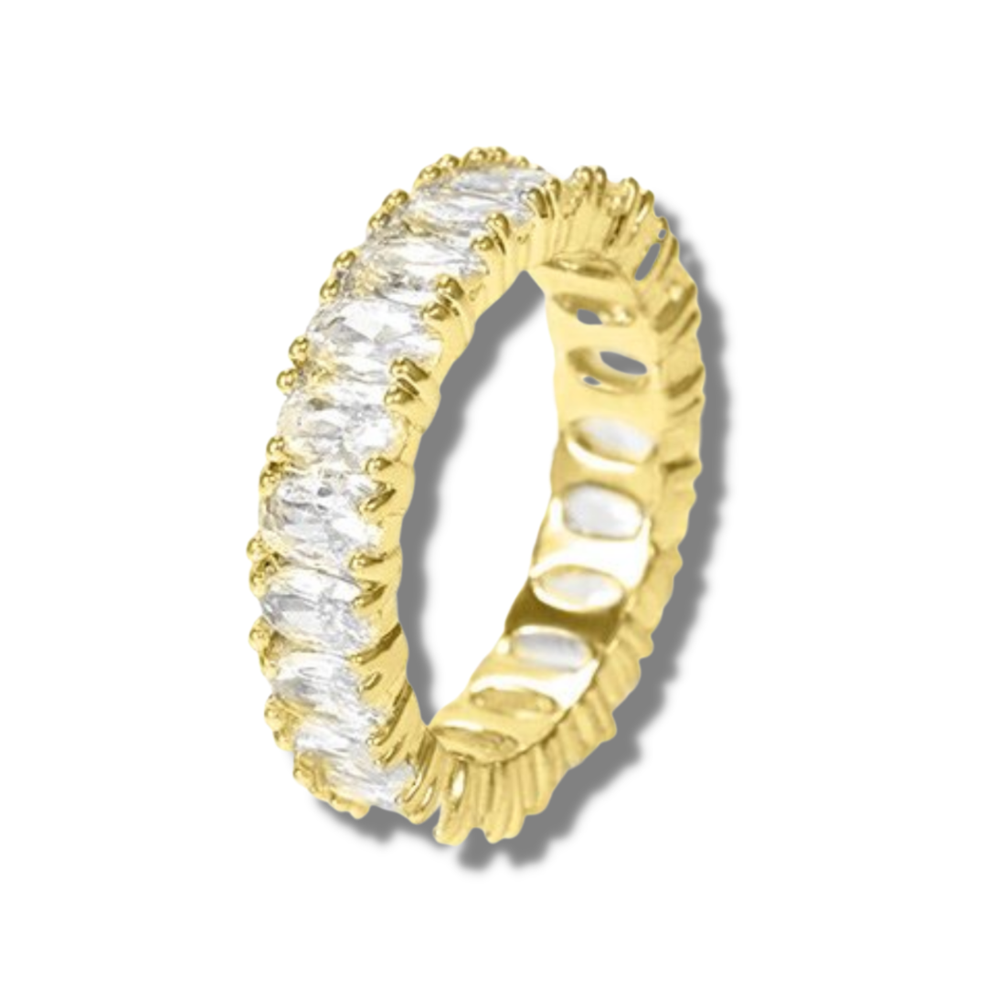 Mila White Crystals Gold Plated Ring