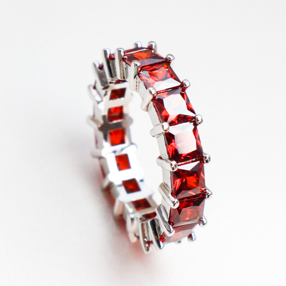 Load image into Gallery viewer, Missy Ruby Crystal Silver Plated Ring - Lyna London
