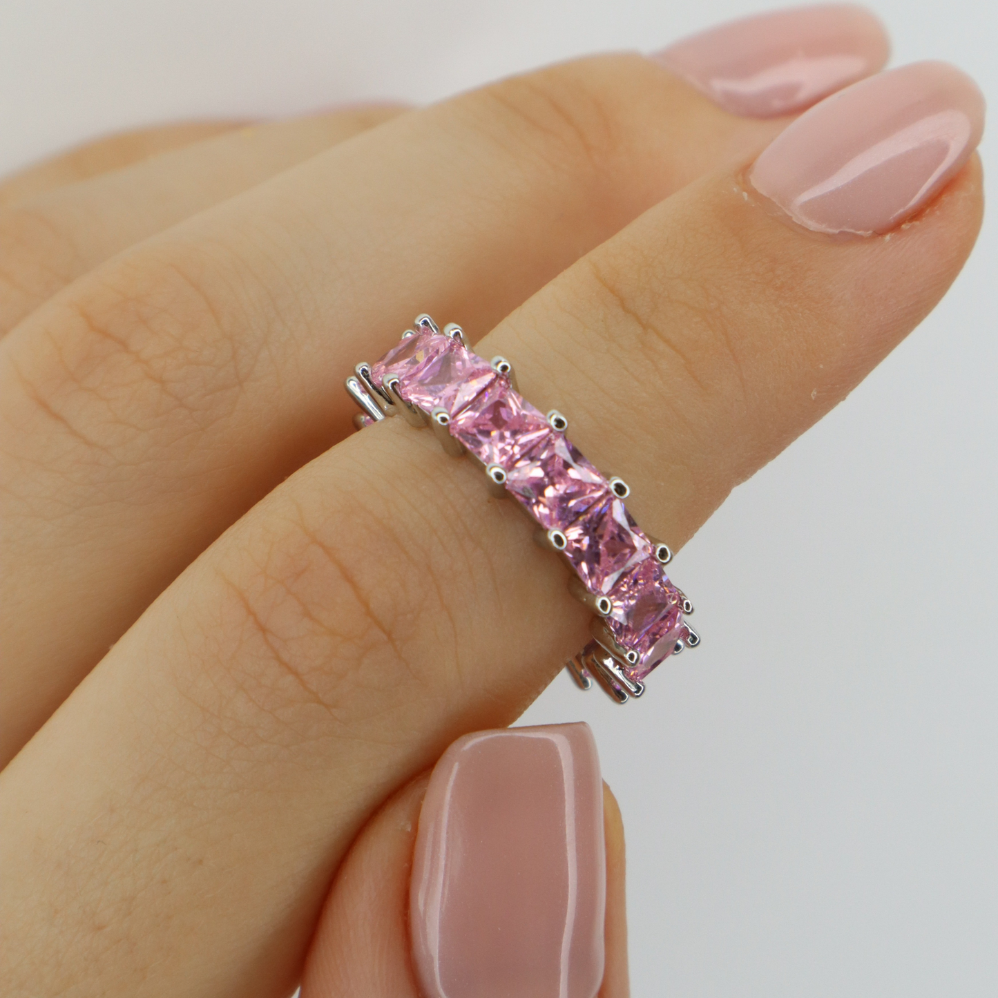 Load image into Gallery viewer, Missy Pink Crystal Silver Plated Ring - Lyna London
